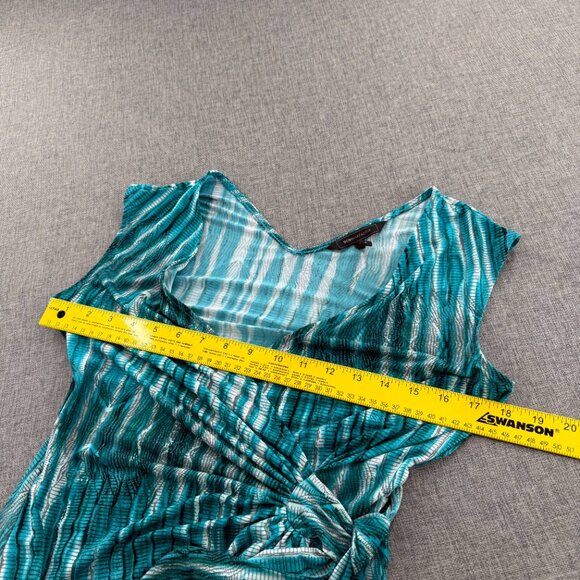 BCBG Maxazria faux Wrap Dress Teal Sleeveless Small V-Neckline Tie Side Stretchy - Picture 10 of 14